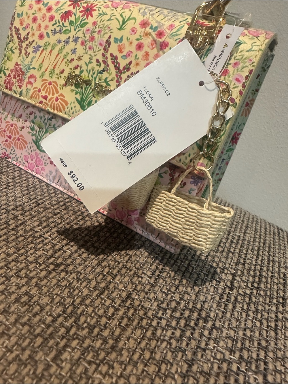 NWT Betsey Johnson Floral Garden Top-Handle Crossbody Bag | Basket Charms - Picture 6 of 12
